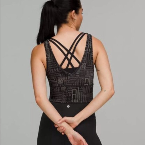 🆕 NWT Lululemon Power Pivot Everlux Tank Top *Motif Black & Grey - Size 4 - Picture 2 of 11